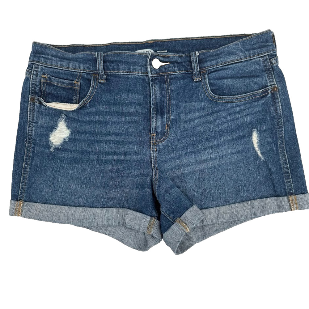 Old Navy Boyfriend Shorts Womens Size 6 Distressed Cuffed Denim Mid Rise